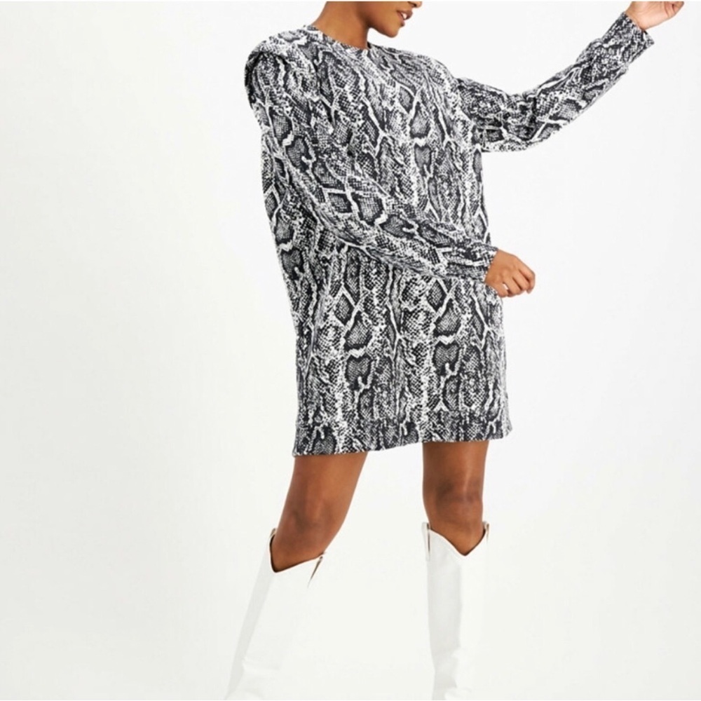 CULPOS x INC Long Sleeve Snake Print Mini Dress-Size S